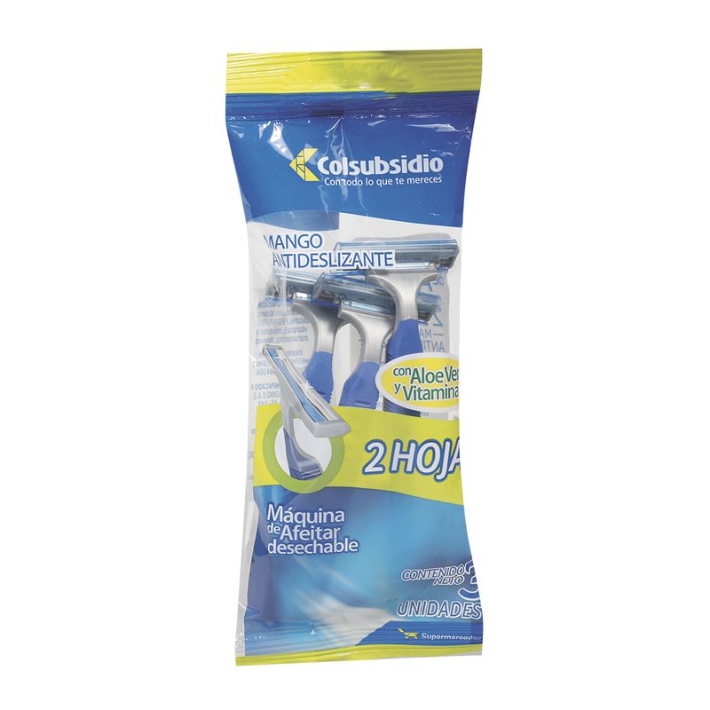 Maquina-de-Afeitar-Desechable-Hombre-Mango-Antideslizante-Colsubsidio-x-2-Hojas-x-3-Unidades