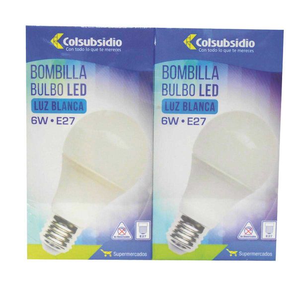 Bombilla Bulbo Led Luz Blanca Colsubsidio 6 W x 2 Unidades