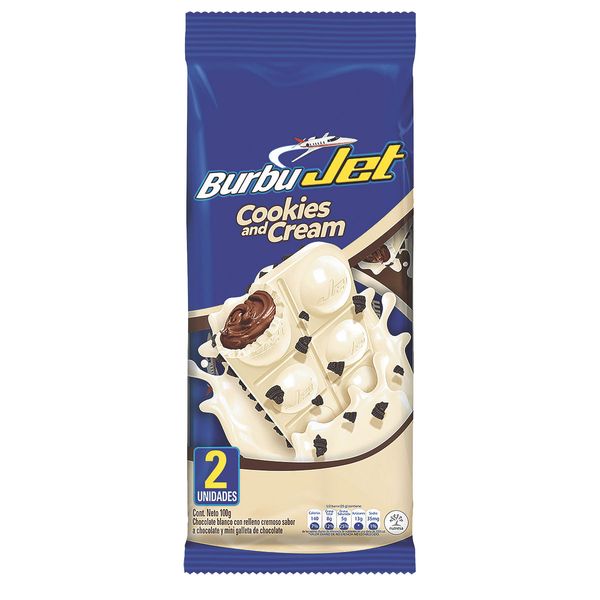 Chocolate BurbuJet Cookies & Cream x 2 Unidades x 50 G c/u