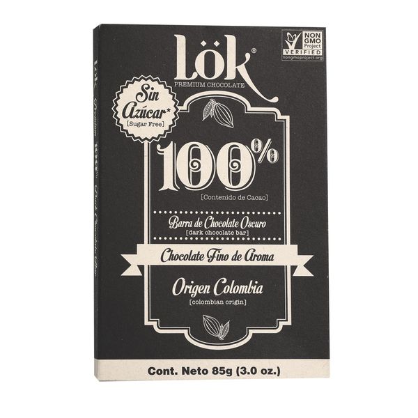 Barra de Chocolate Lok 100% Cacao 85 G