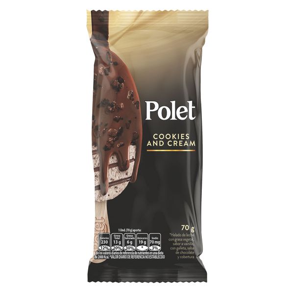 Paleta Polet Cookies and Cream Crem Helado x 70Gr