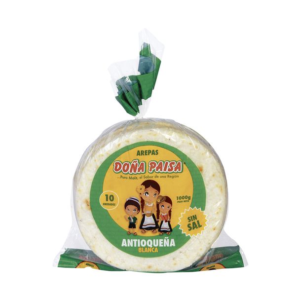 Arepa Antioqueña Sin Sal Doñ Paisa x 10 Und x 100Gr C/u