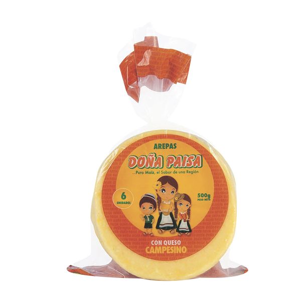 Arepa Con Queso Campesino Doña Paisa x 6 Und x 83Gr C/u