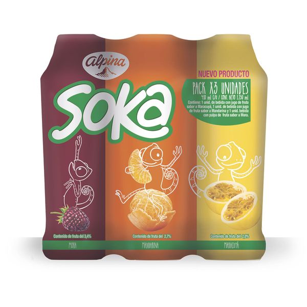 Bebida Soka Alpina Pack x 3 Unidades x 410 Ml c/u