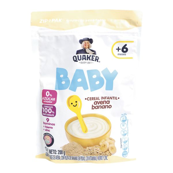 Cereal Infantil Baby Quaker Avena Banano x 200 G