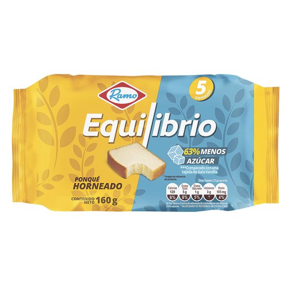Ponqué Horneado Equilibrio Ramo x 160 G en 5 Unidades
