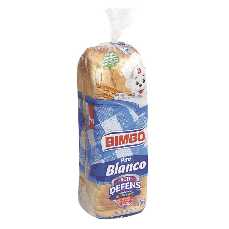 Pan Bimbo Blanco Actidefensis x 350 g