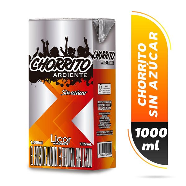 Aguardiente Chorrito Ardiente Sin Azúcar x 1000 Ml