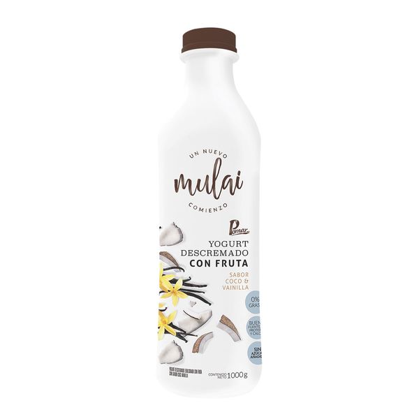 Yogurt Descremado Coco Vainilla Mulai x 1.000Ml
