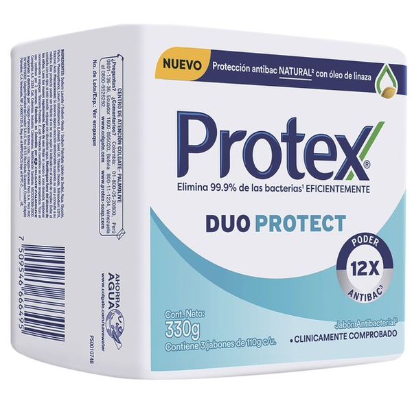 Jabón Antibacterial Protex Duo Protect x 3 Unidades x 110 G c/u