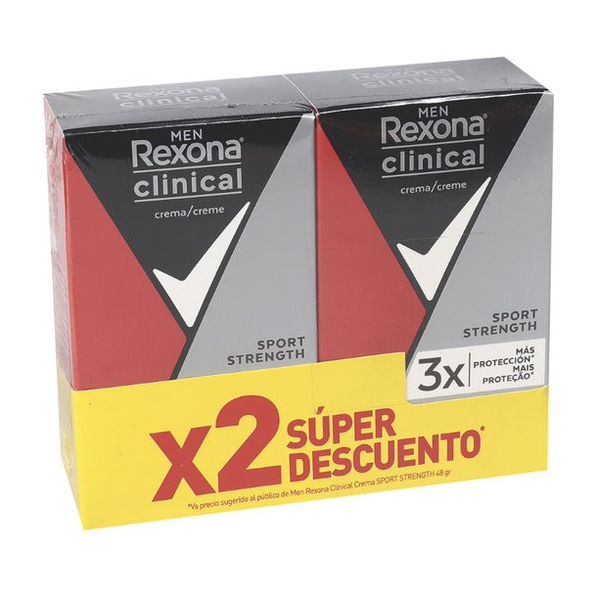 Antitranspirante Rexona Men Clinical Sport Strength x 2 Unidades x 48 G c/u