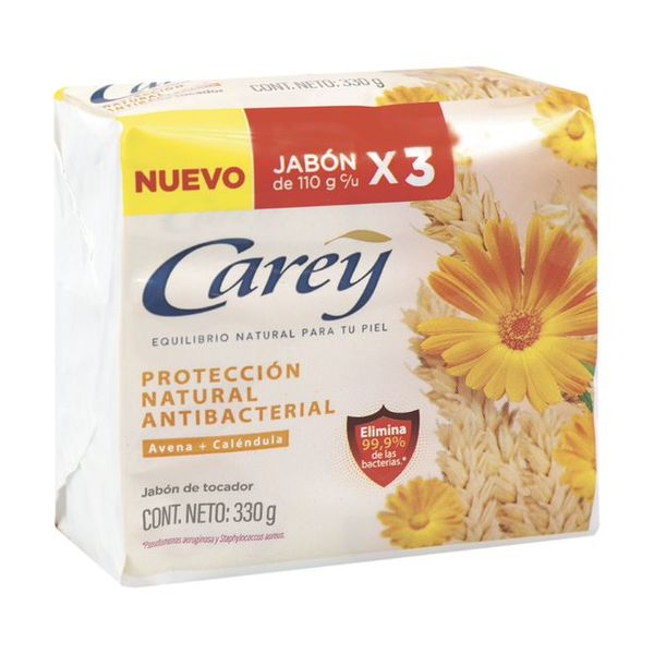 Jabón Carey Protección Natural Antibacterial x 3 Unidades x 110 G c/u