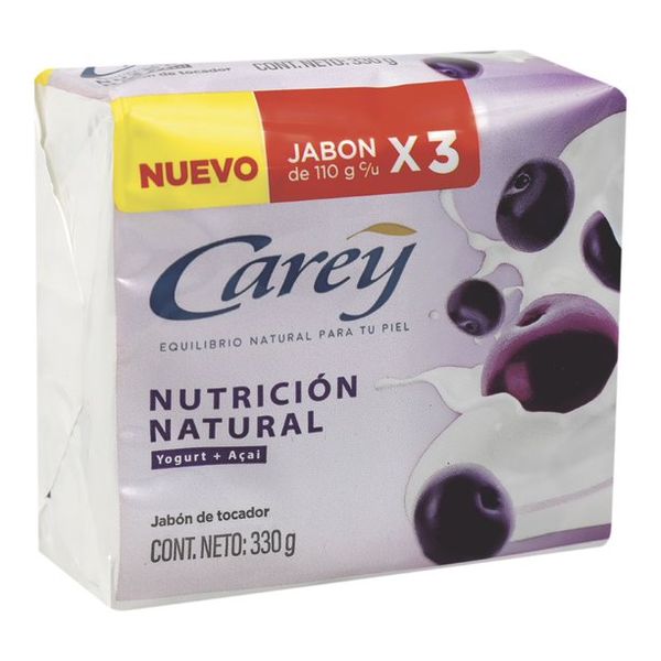 Jabón Carey Nutrición Natural x 3 Unidades x 110 G c/u