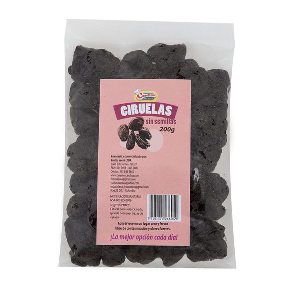 Ciruela Pasa Sin Semilla Carolina Bolsa x 200 G