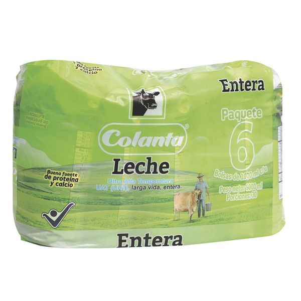 Leche Colanta Entera Bolsa x 6 Unidades x 1000 Ml c/u