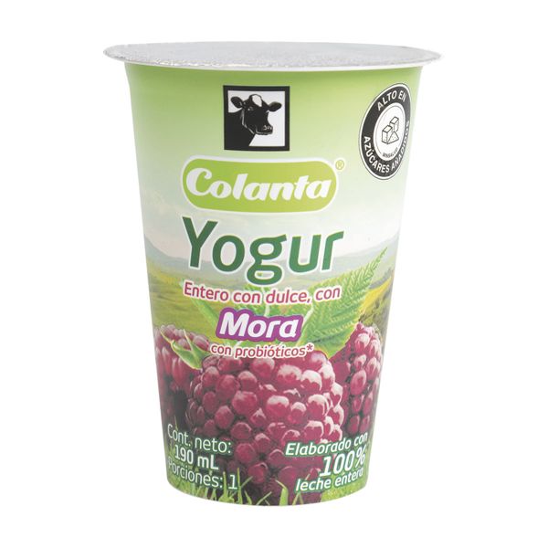 Yogur Entero Mora Vaso Colanta x 190 Ml