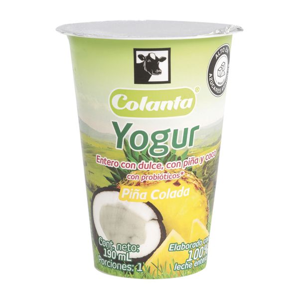 Yogur Entero Piña Colada Vaso Colanta x 190 Ml
