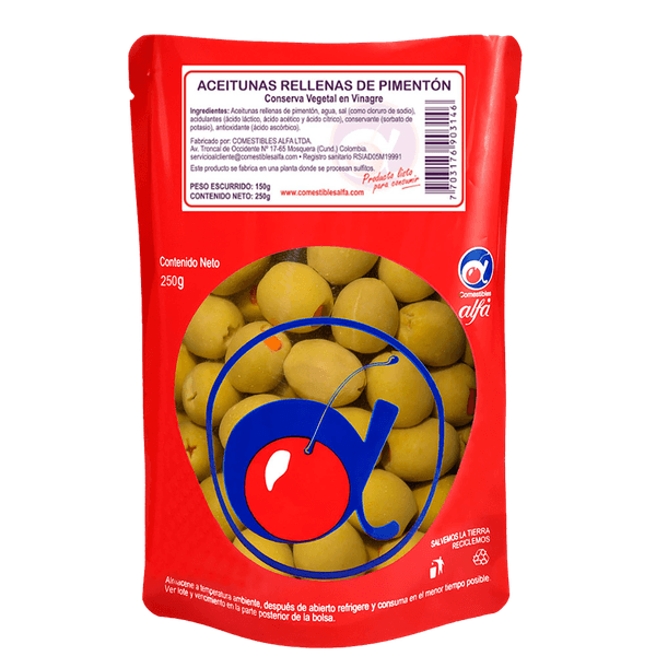 Aceituna Rellena Pimenton Alfa Doypack x 250 G