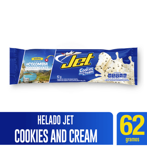 Paleta Jet Cookies and Cream Crem Helado x 62Gr