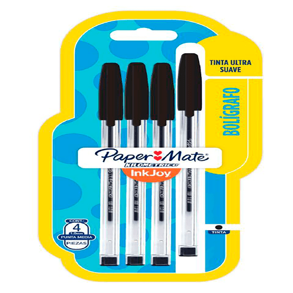 Bolígrafos Kilométrico Negro x 4 Piezas