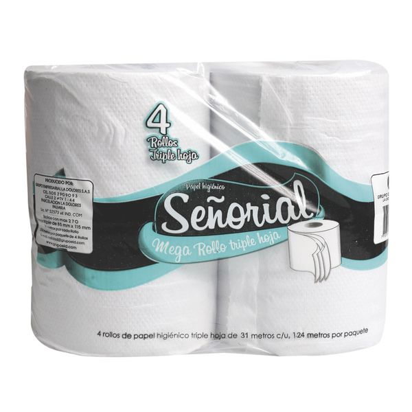 Papel Higiénico Señorial 3 Hojas x 4 Rollos x 31 M c/u