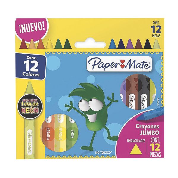 Crayon Paper Mate Triangular Grueso x 12 Piezas