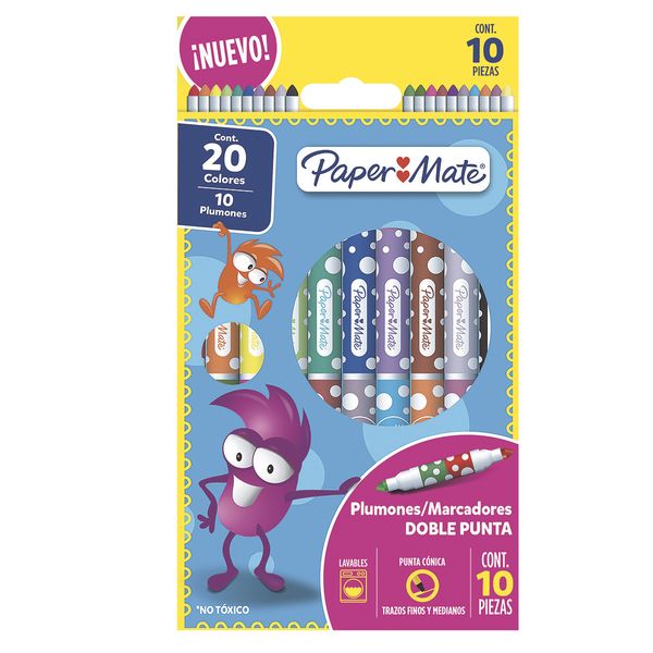 Plumon Papermate Doble Punta x 10 Piezas
