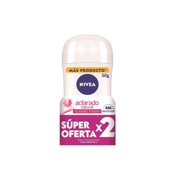 Desodorante Nivea Stick Aclarante Natural x 2 Unidades x 50 Gr c/u