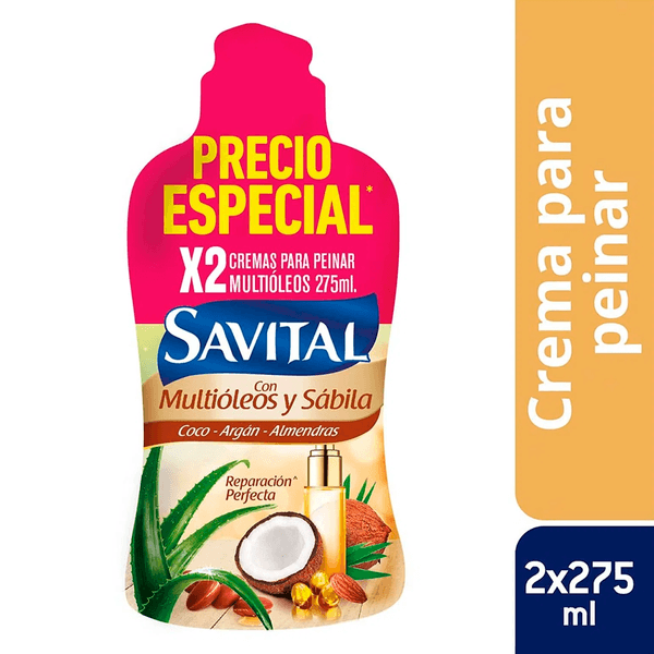 Crema Peinar Savital Multioleos x 2 Unidades x 275 ML c/u