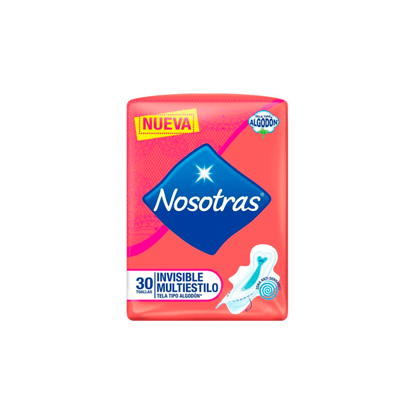 Toallas Higiénicas Nosotras Invisibles Clásicas Multiestilo x 30 Unidades