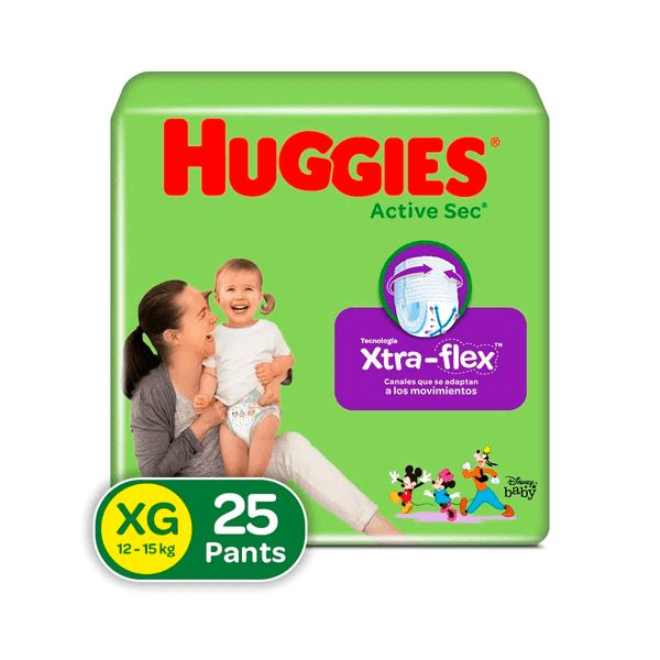 Pañales Huggies Active Sec Pants Etapa 4/XG x 25 Unidades