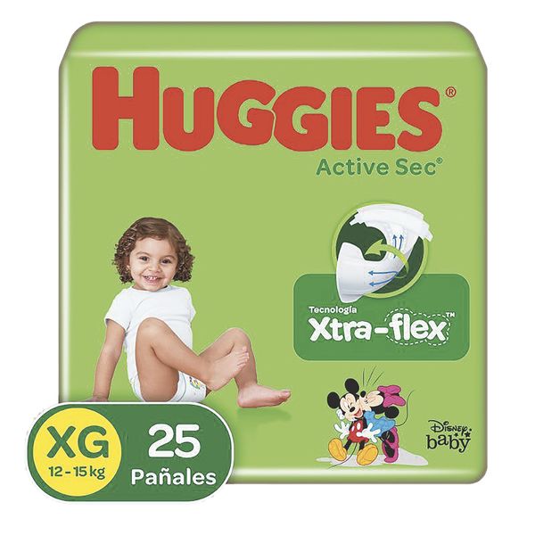 Pañales Huggies Active Sec Etapa 4/XG x 25 Unidades