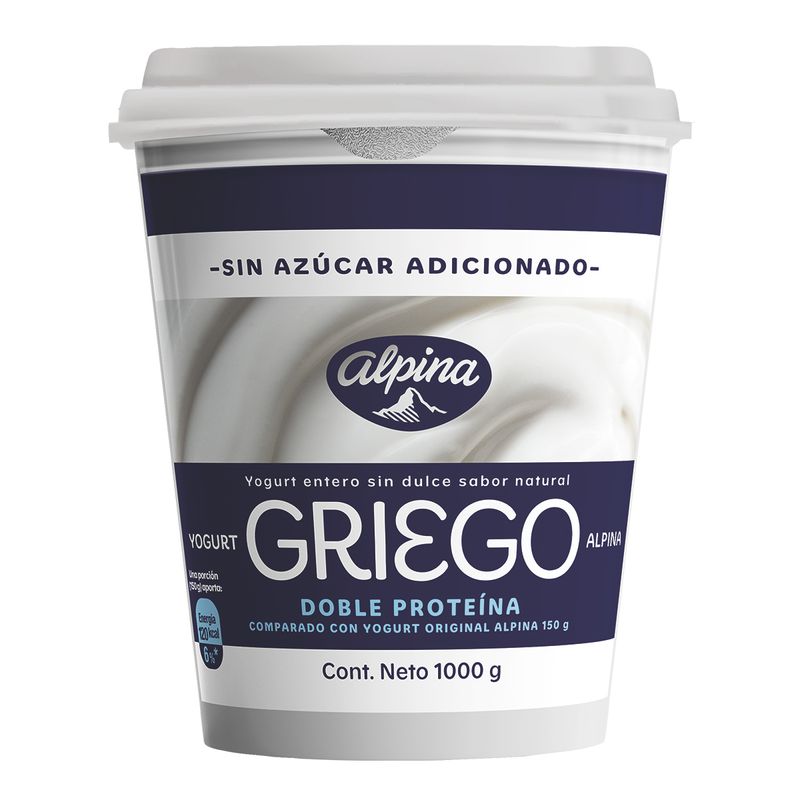 Yogurt Alpina Natural Griego Sin Azúcar x 1000 Gr Mercados Colsubsidio
