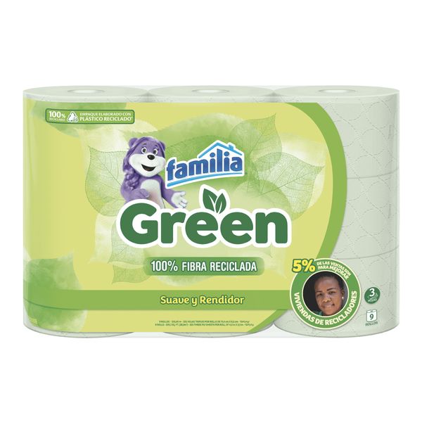 Papel Higiénico Familia Green x 9 Rollos x 37 m - 4 H