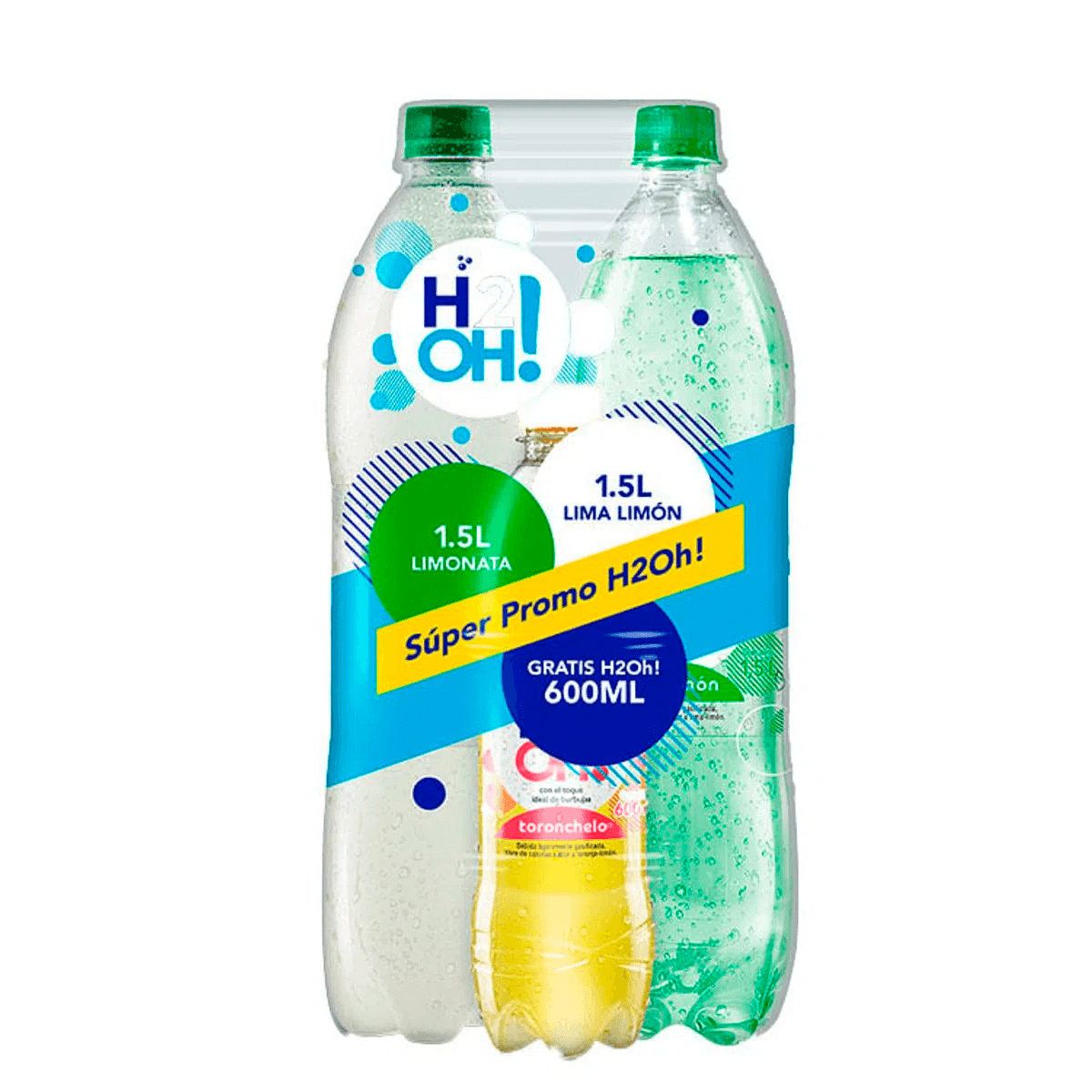 Agua saborizada H2Oh! Pet x 2 Unidades x 1.5 L + Pet x 600 Ml