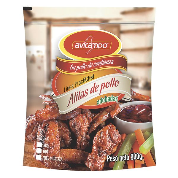 Alitas De Pollo Adobadas Hot x 900 Gr