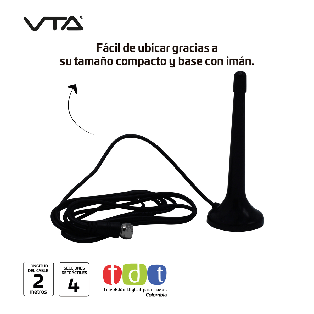 Antena VTA TDT Extensible 2 Metros - Mercados Colsubsidio
