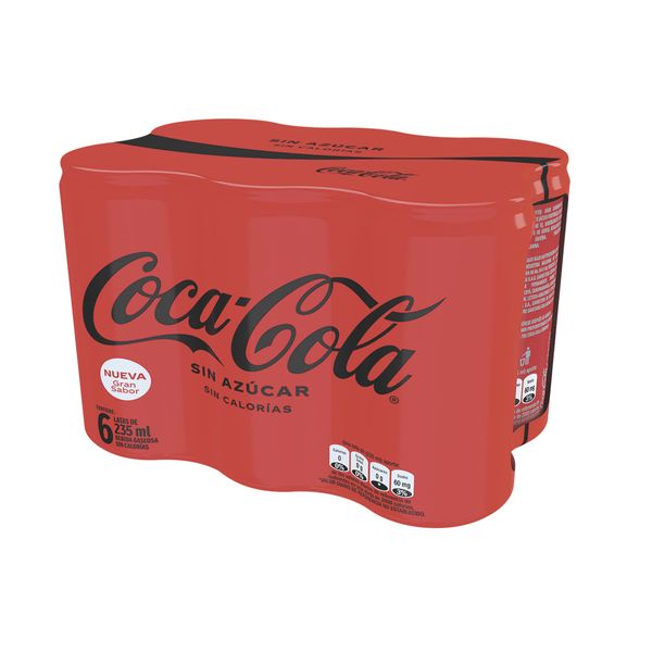 Coca Cola Sin Azúcar Lata 6 pack x 235ML