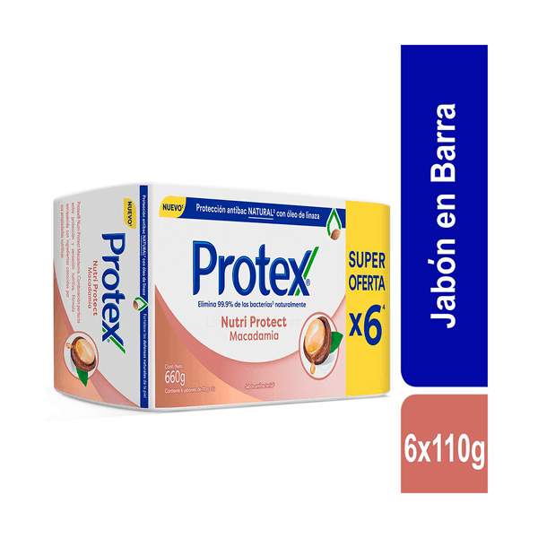Jabon Antibacterial Protex Nutri Protect Macadamia Barra 110g x6