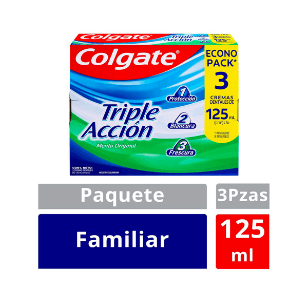 Crema Dental Colgate Triple Accion 125ml x3