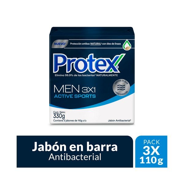 Jabon Antibacterial Protex Men Sport 110g x3