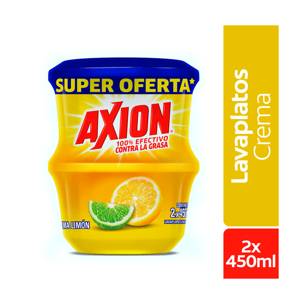 Lavaplatos en Crema Axion Lima Limon 450g x2
