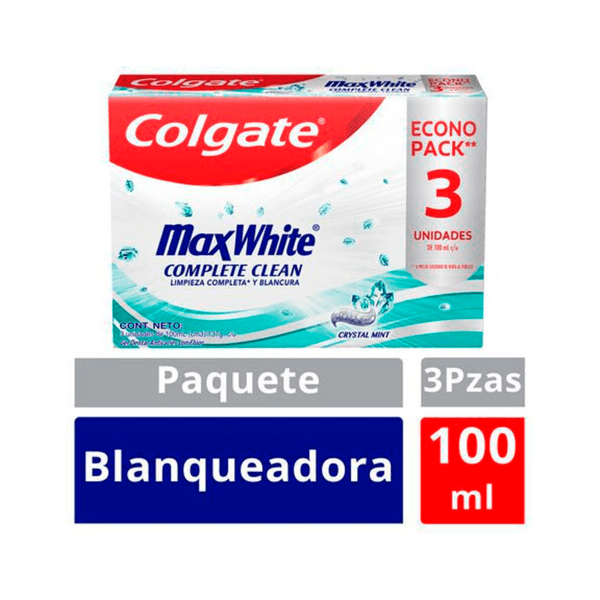 Crema Dental Colgate Max White Complete Clean 100ml x3und