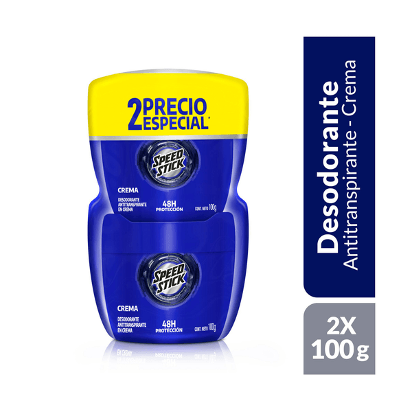Desodorante Hombre Antitranspirante Speed Stick Crema 24/7 100g x2