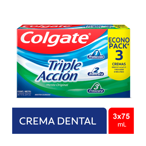 Crema Dental Colgate Triple Accion 75ml x3