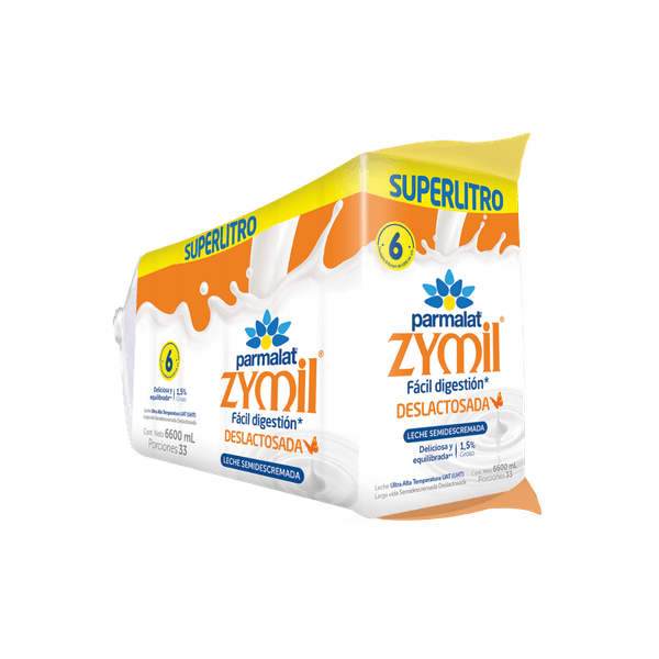 Leche UHT Deslactosada Zymil Parmalat x 6 Und x 1.100Ml C/u
