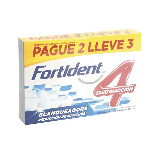 Crema Dental Fortident Blanqueadora 3 Unidades x 85 Gr