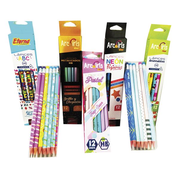 Lapiz Arcoiris Hb Figuras x 12 Surtidos