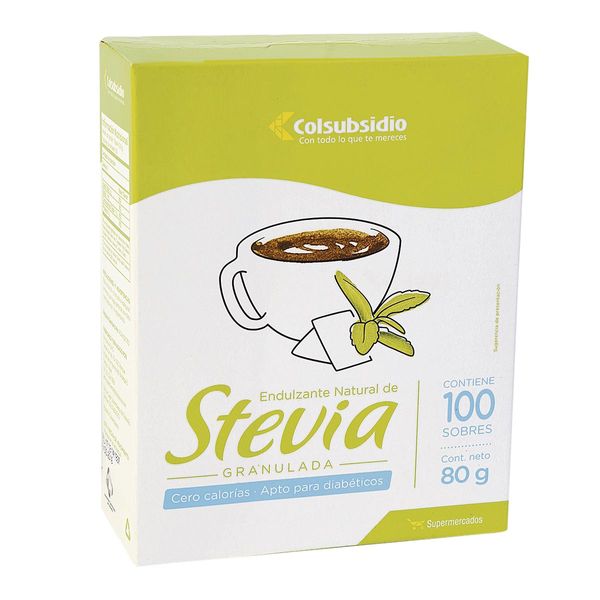 Endulzante Natural Stevia Granulada Colsubsidio x 100 Sobres en 80 G