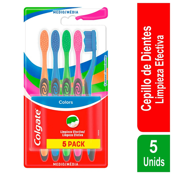 Cepillo Dental Colgate Adulto Colors 5Pack